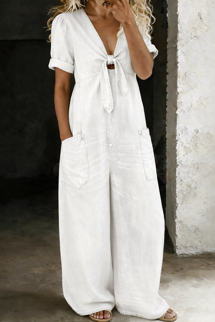 Alessia™ | Tuta in denim con scollo a V