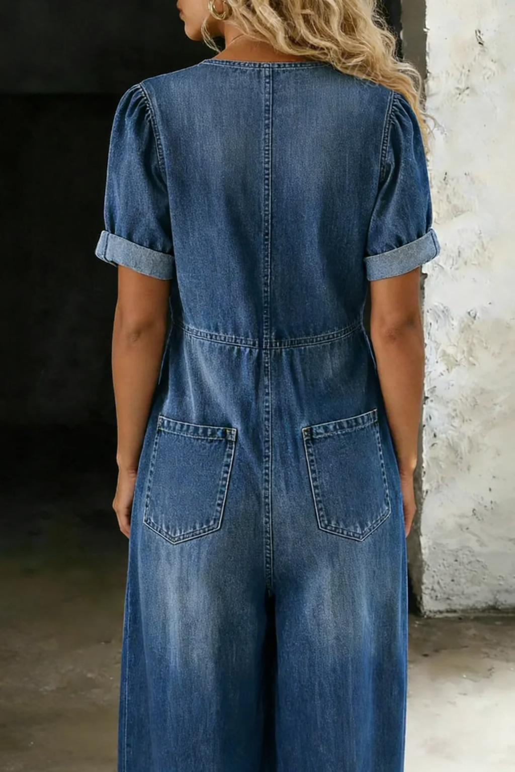 Alessia™ | Tuta in denim con scollo a V