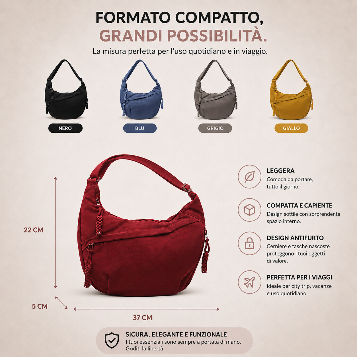 Luna™ | Borsa a Spalla Elegante