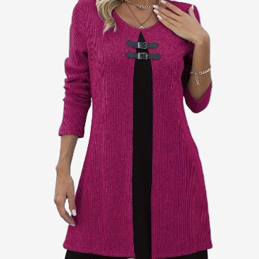 Elora™ Abito in maglia chic con contrasto