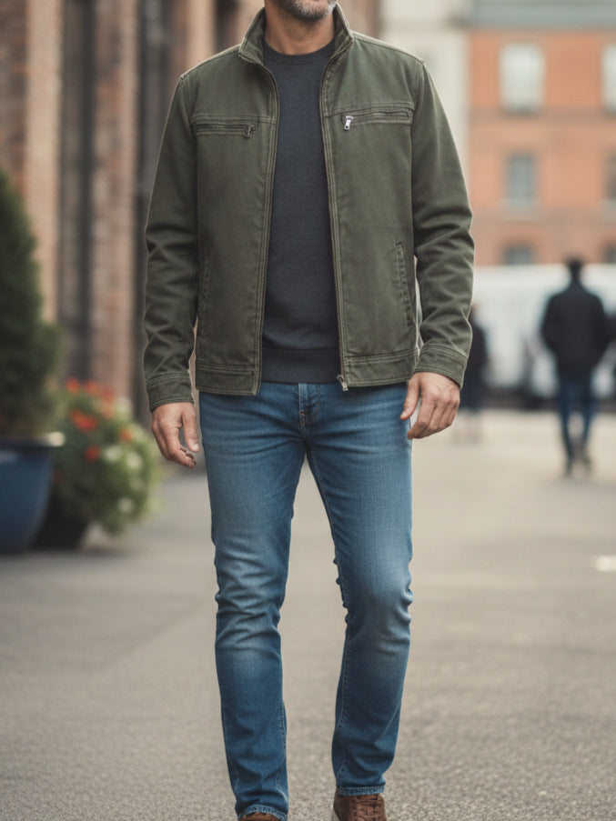 Dario | Giacca vintage in cotone con cerniera