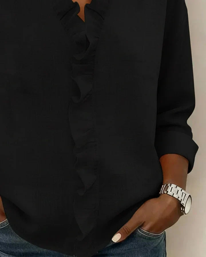 Chiara™ | Blusa con scollo a V e volant delicati