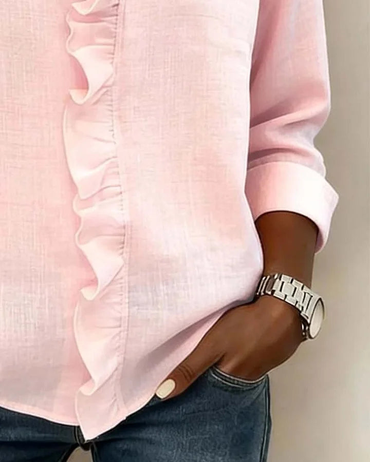 Chiara™ | Blusa con scollo a V e volant delicati