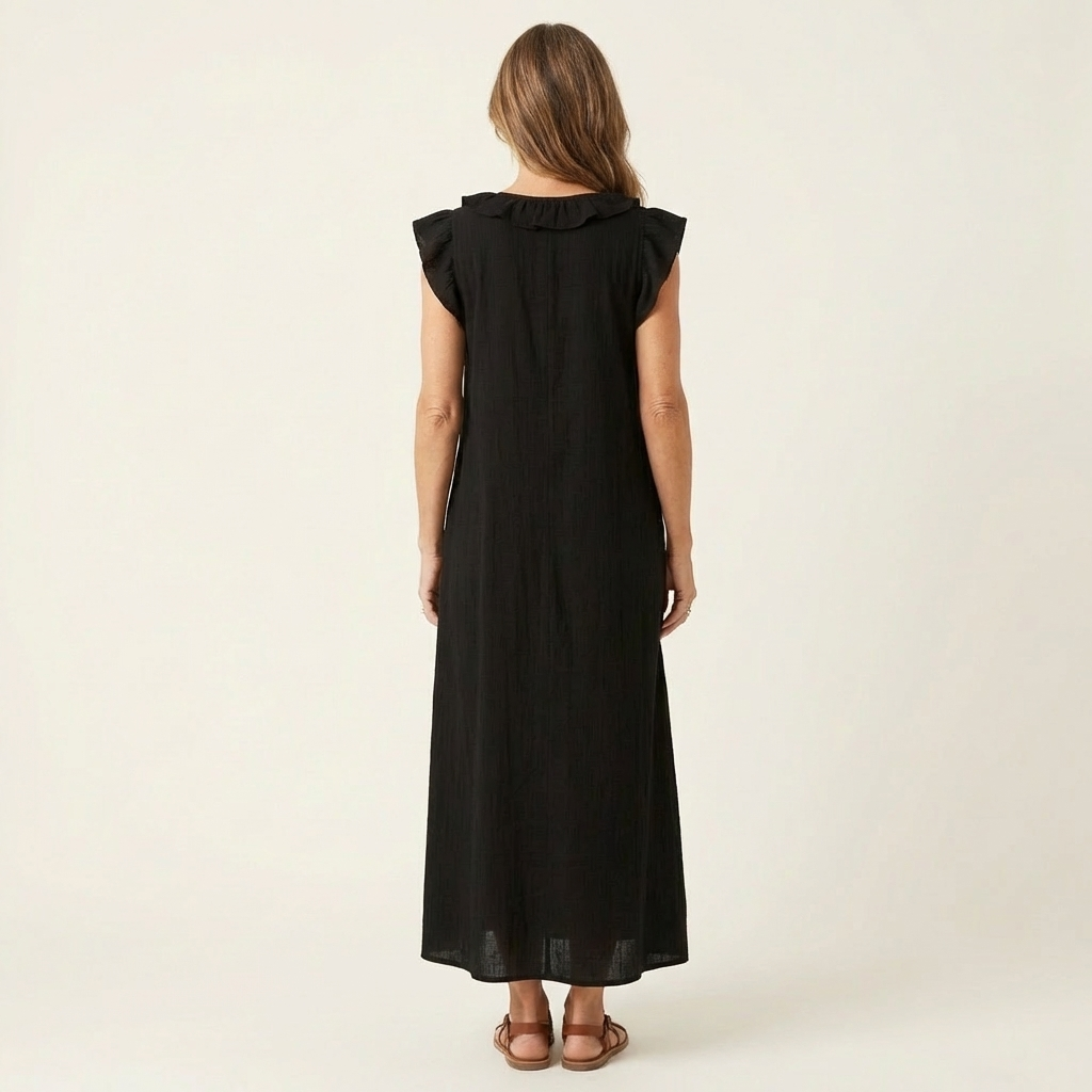 Giulia™ | Abito Lungo in Lino con Scollo a V