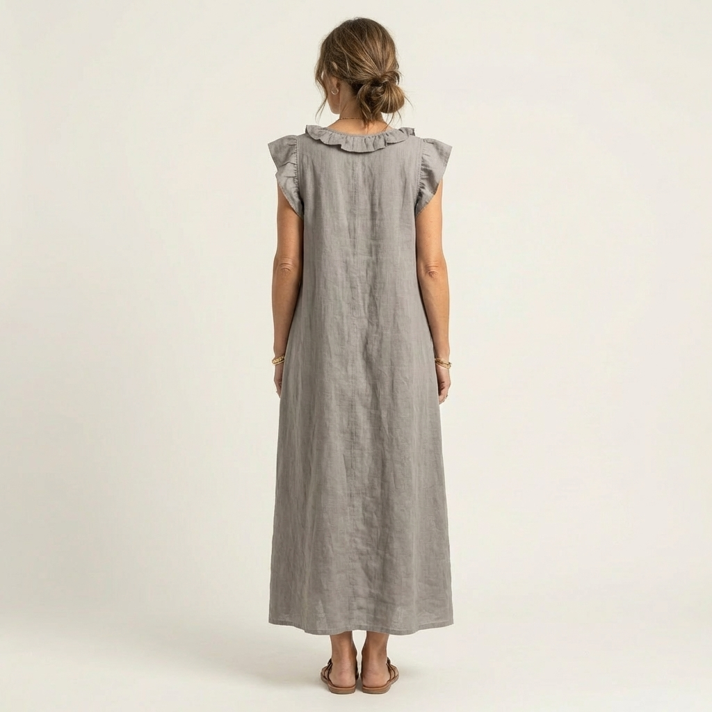 Giulia™ | Abito Lungo in Lino con Scollo a V