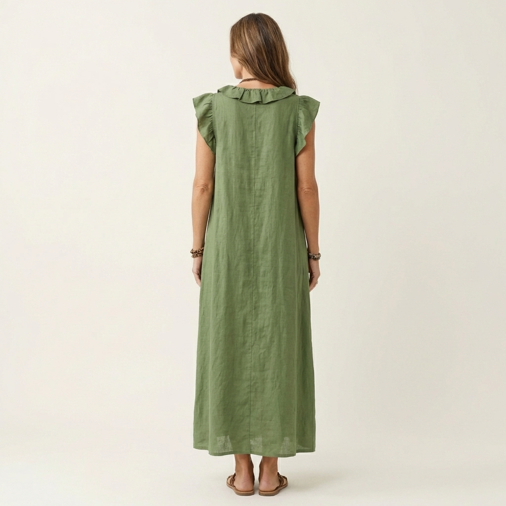 Giulia™ | Abito Lungo in Lino con Scollo a V