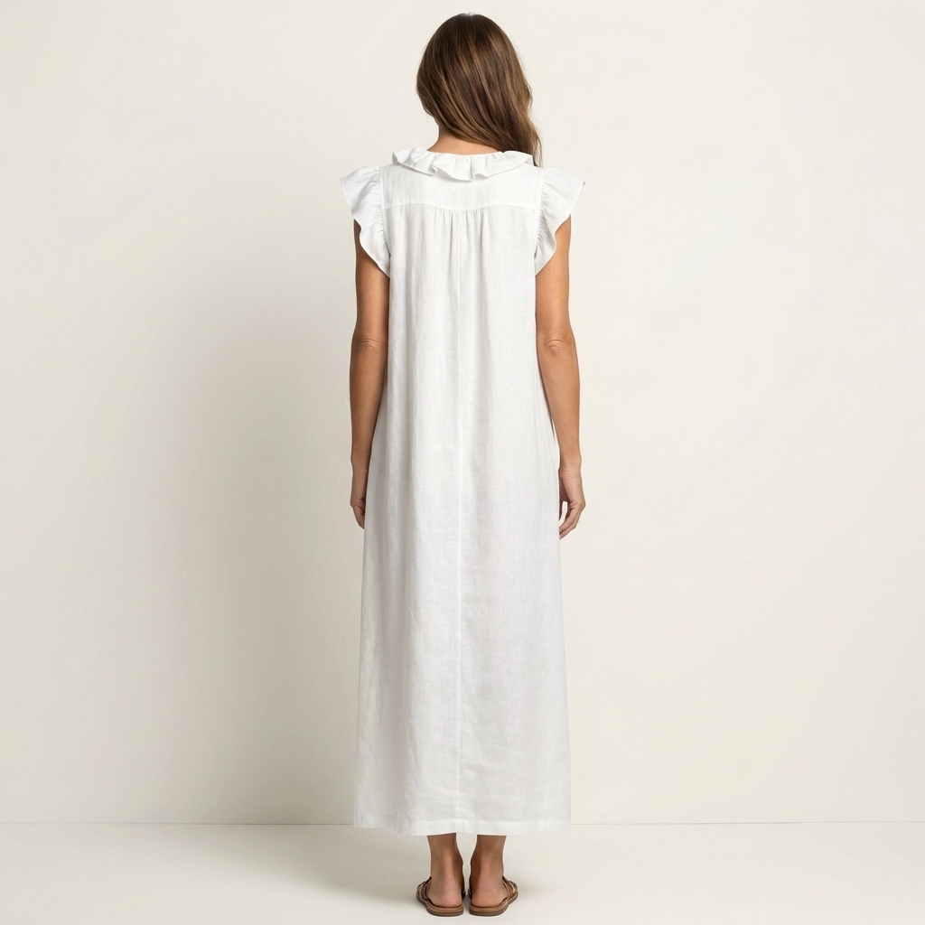Giulia™ | Abito Lungo in Lino con Scollo a V