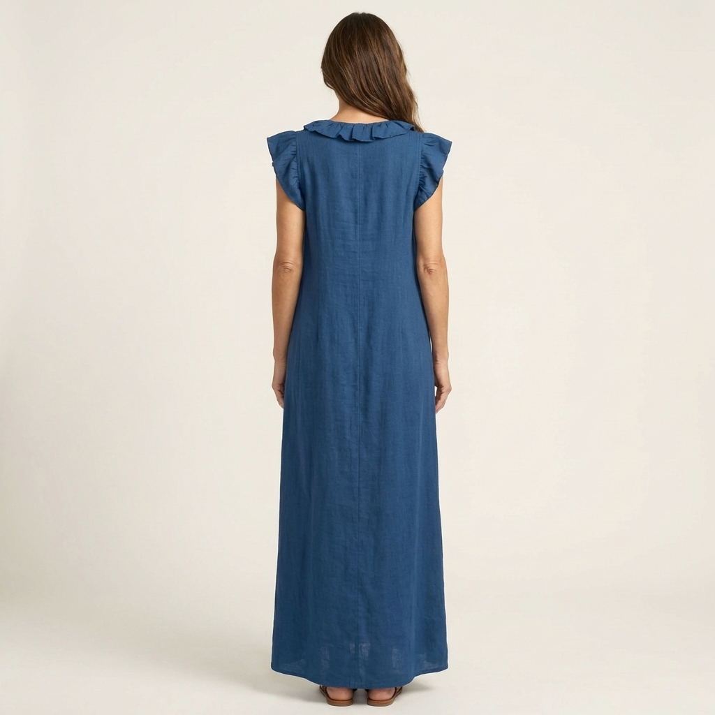 Giulia™ | Abito Lungo in Lino con Scollo a V