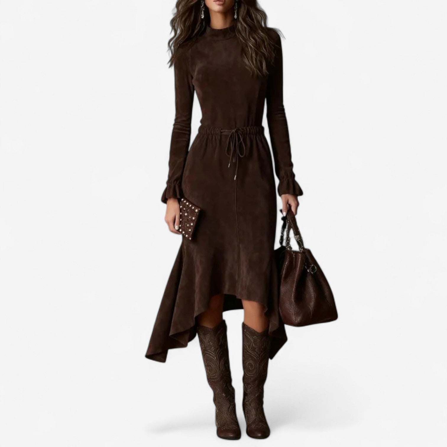Silvia™ Abito asimmetrico color cioccolato