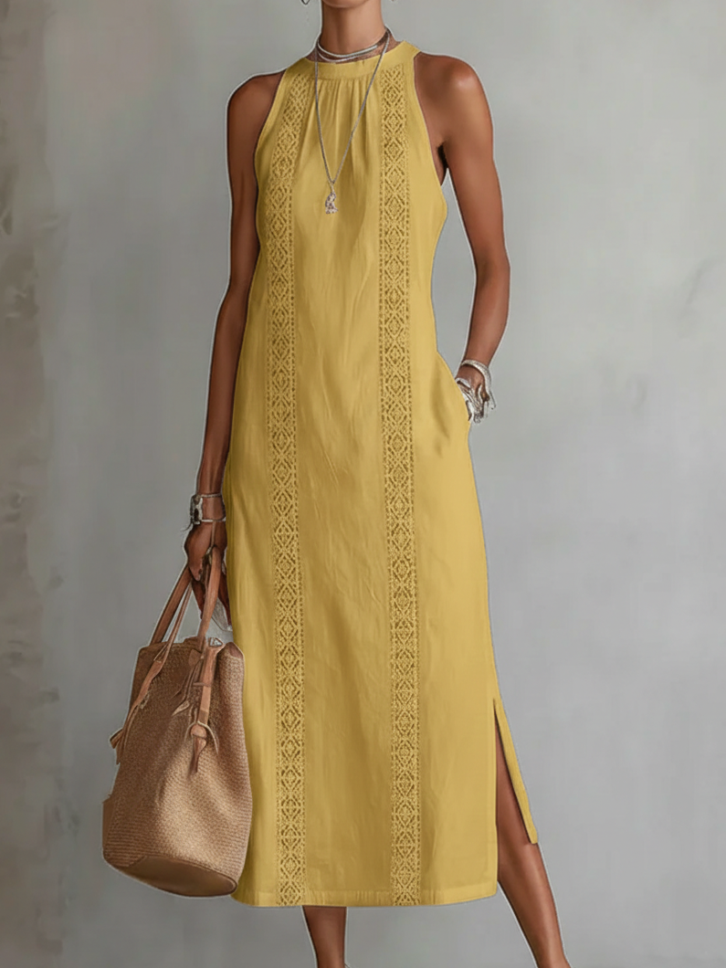Jimena™ | Abito Midi con Colletto alla Coreana