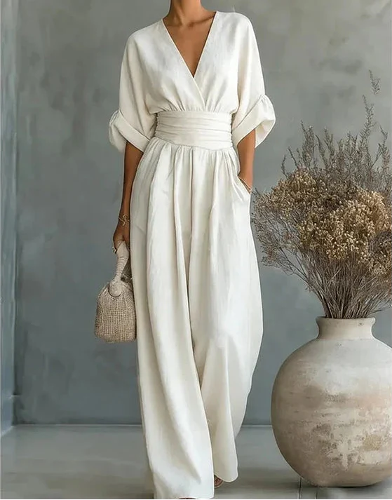 Daniela™ | Tuta Elegante con Scollo a V e Gamba Ampia