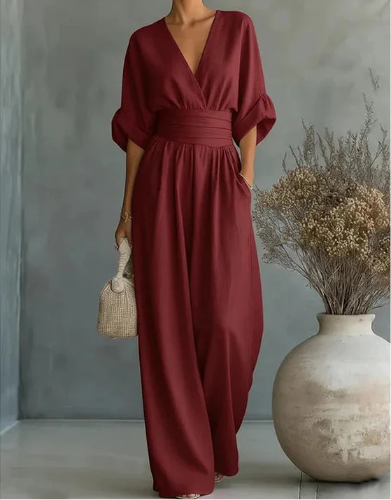 Daniela™ | Tuta Elegante con Scollo a V e Gamba Ampia